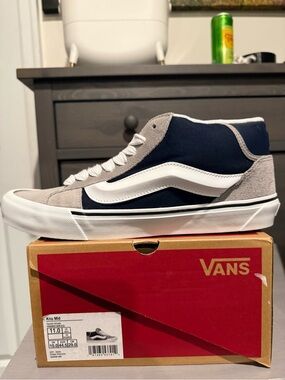 Vans Knu Mid Navy and Gray Men's Skate Sneakers
